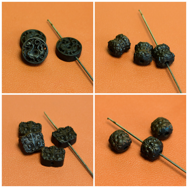 Ebony Wood Hollow Dragon Round Pendant Spacer, Lotus Spacer Bead, Animal Face Pattern Square Pendant DIY Accessory for Crafts Ebony Wood Hollow Dragon Round Pendant Spacer, Lotus Spacer Bead, Animal Face Pattern Square Pendant DIY Accessory for Crafts