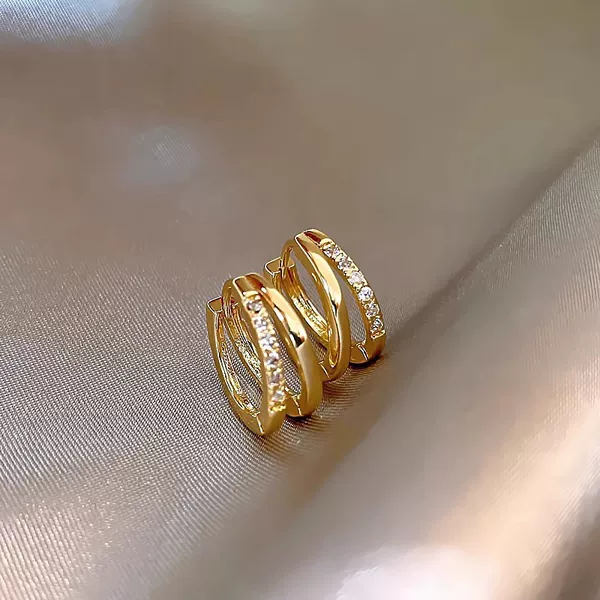European and American Cross-Border Niche Design Diamond Geometric Double Hoop Earrings for Women Cold Style Hollow Fashion Retro Earrings