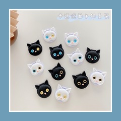 硅膠立體3D貓咪少女化妝鏡手機支架愛心懶人手機摺疊創意個性卡通