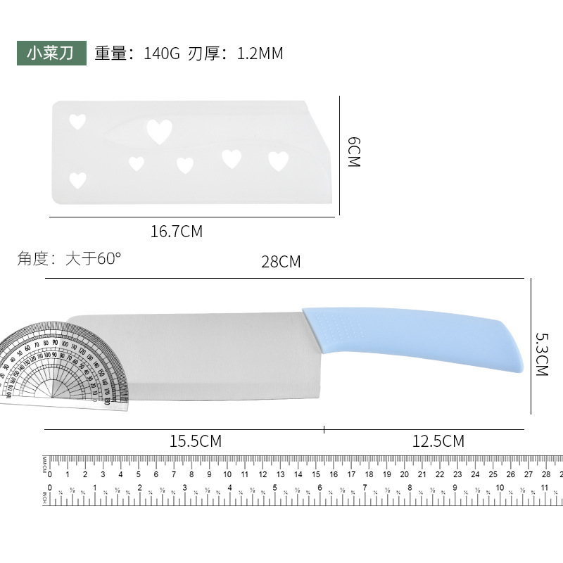 Cuchillo de cocina de acero inoxidable en stock, cuchillo de cocina, cuchillo de corte de frutas, cuchillo de carne multipropósito para bebés
