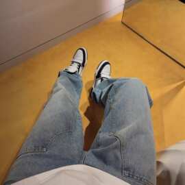 正确版现货原标V家经典水洗色工装直筒牛仔裤休闲百搭男女同款