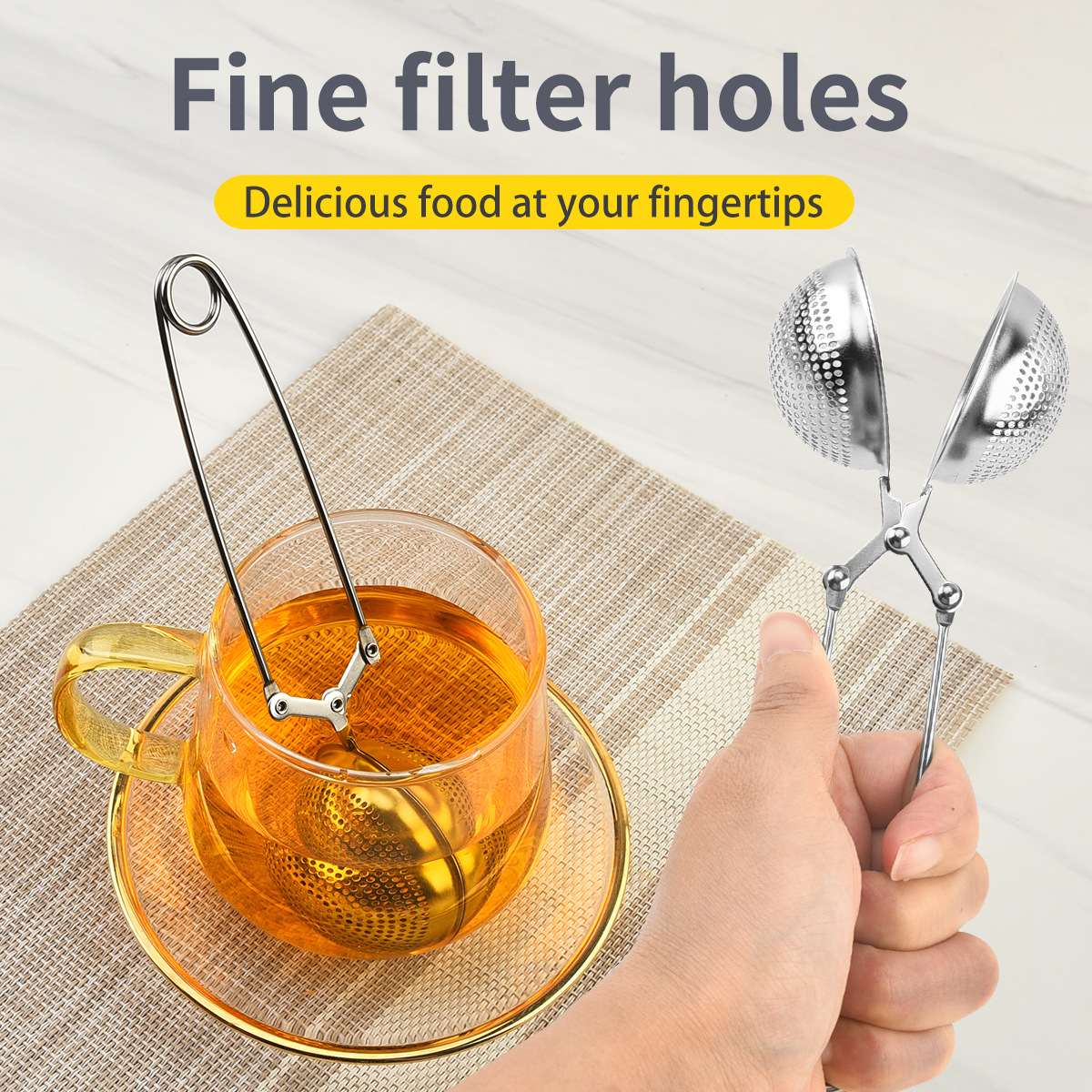 Té de oficina, hogar perezoso, fugas de té, separación de té de acero inoxidable, filtro de malla fina, clip de línea, bola de té de prensa