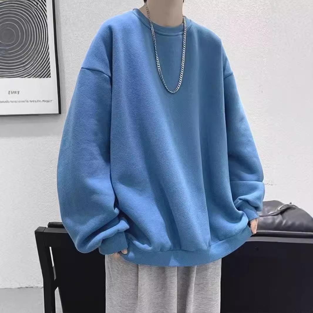 남성용 가을 겨울 무지 트렌디 브랜드 라운드넥 루즈핏 아메리칸 스타일 이너웨어/베이스레이어 티셔츠/자켓