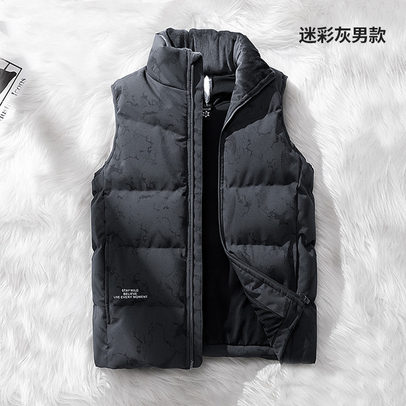 High-end suelto chaleco blanco de color sólido chaleco caliente hombro chaleco de plumón personalizado ropa de trabajo marca de moda hombre image 10