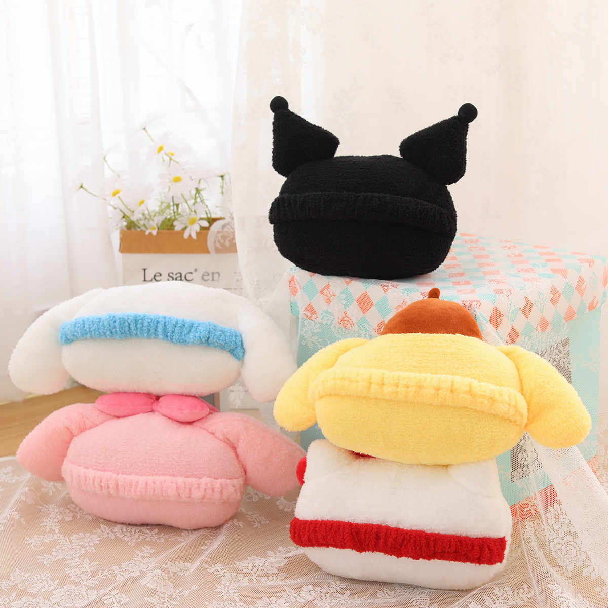 Japonés de dibujos animados lindo melodía diablo coche interior almohada asiento cuello almohada reposacabezas coche almohada accesorios del coche
