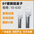厂家批发国标DT铜鼻子10 630平方堵式接线端子铜接头线耳镀锡紫铜