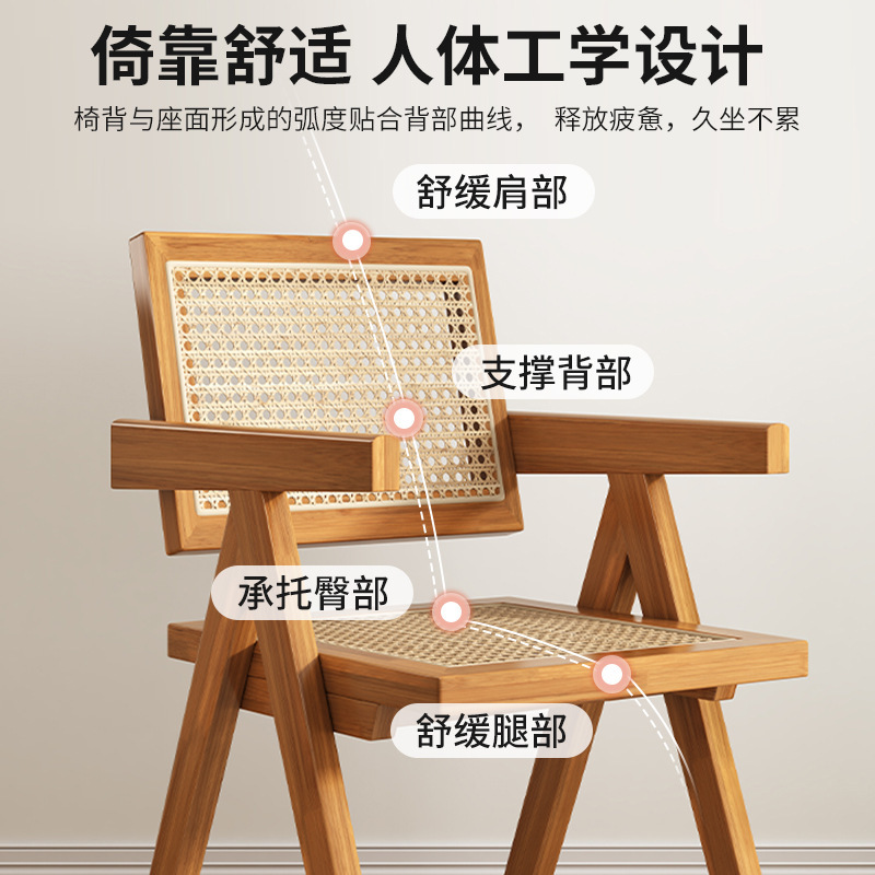 Estilo nórdico de registro de ratán tejido engrosado de madera maciza SILLA DE chandigar hogar balcón Silla de estilo japonés B & B restaurante Silla de ocio