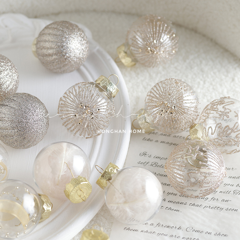 Champagne de alta gama traje blanco caja de regalo bola de Navidad decoración de árbol de Navidad colgante colgante bola pintada bola transparente