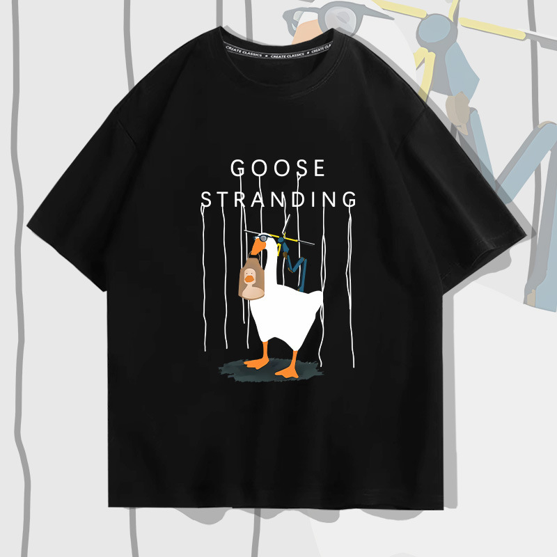 游戏周边鹅鸭杀童装短袖T恤男纯棉宽松青少年半袖潮流上衣夏装