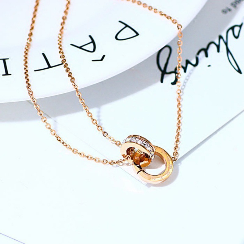 Wenjian estilo coreano titanio acero oro rosa romano diamante digital con incrustaciones de circón doble anillo tobillo moda femenina verano pie joyería