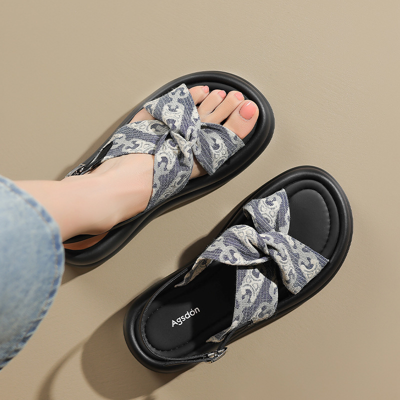 Sandalias de plataforma Augustion para mujer, 2025 nuevo estilo de verano, pequeña fragancia, fondo suave, zapatillas de playa deportivas y de ocio