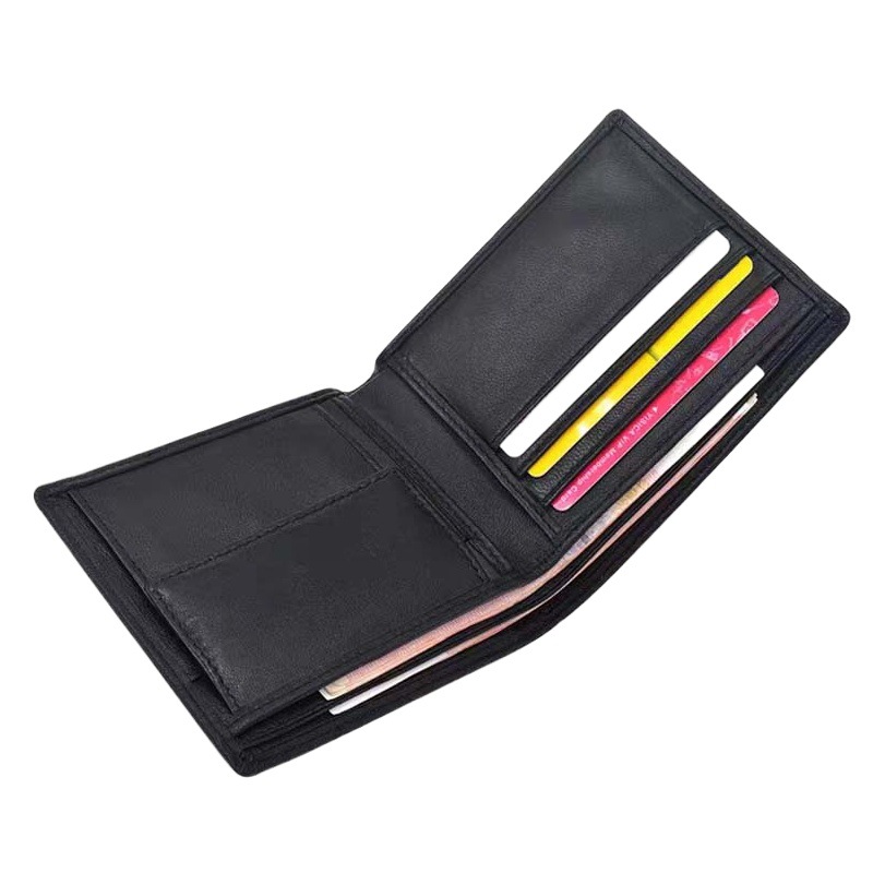 Factory Direct sale genuine leather men's short wallet sheepskin hand-woven men's wallet lightweight coin pocket multi-card position