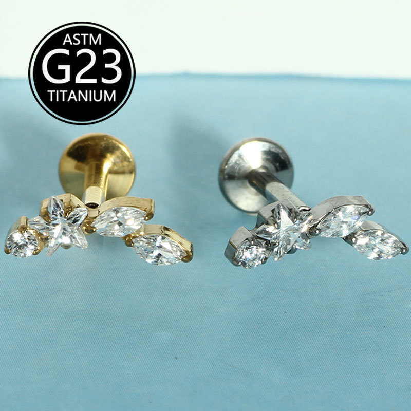 Pointed titanium steel lip stud product view
