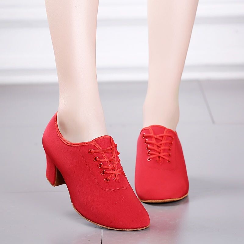 Women's Latin Dance Shoes, Adult Mid-Heel Oxford Cloth Teacher's Shoes, Modern Dance Square Dance Shoes, Soft Sole Ballroom Dance Shoes for Women Women's Latin Dance Shoes, Adult Mid-Heel Oxford Cloth Teacher's Shoes, Modern Dance Square Dance Shoes, Soft Sole Ballroom Dance Shoes for Women