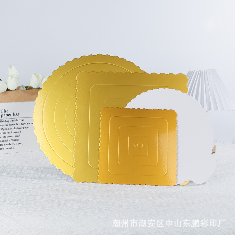 现货4-10寸蛋糕盒硬纸垫 一次性方形金色加厚底托 烘焙糕点纸托盘