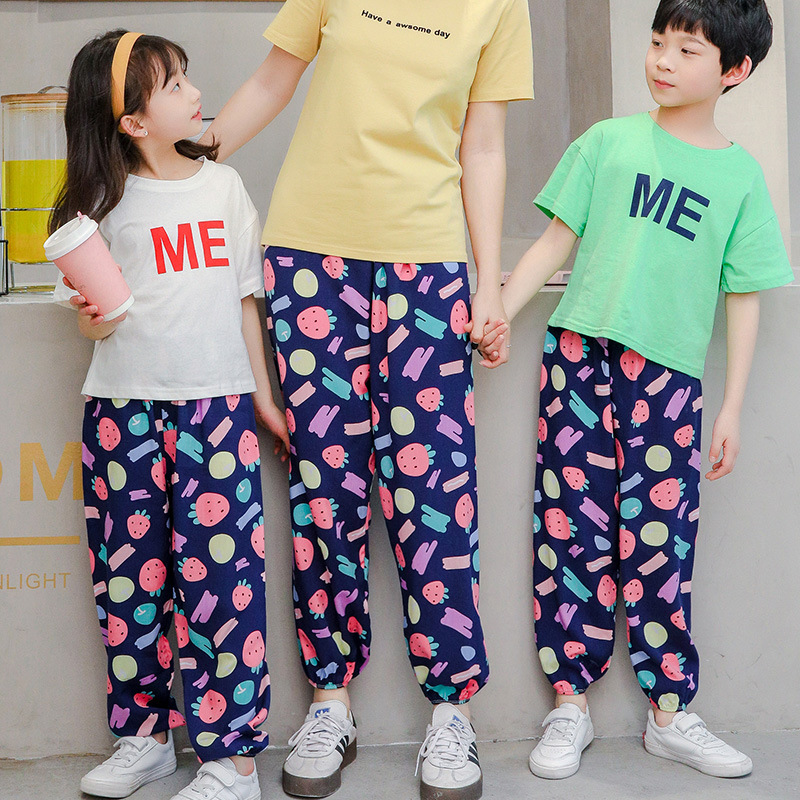 Nuevos pantalones a prueba de mosquitos para niños de verano Pantalones para padres e hijos pantalones a prueba de Mosquitos de algodón para niños Pantalones anchos para niñas bloomers algodón seda