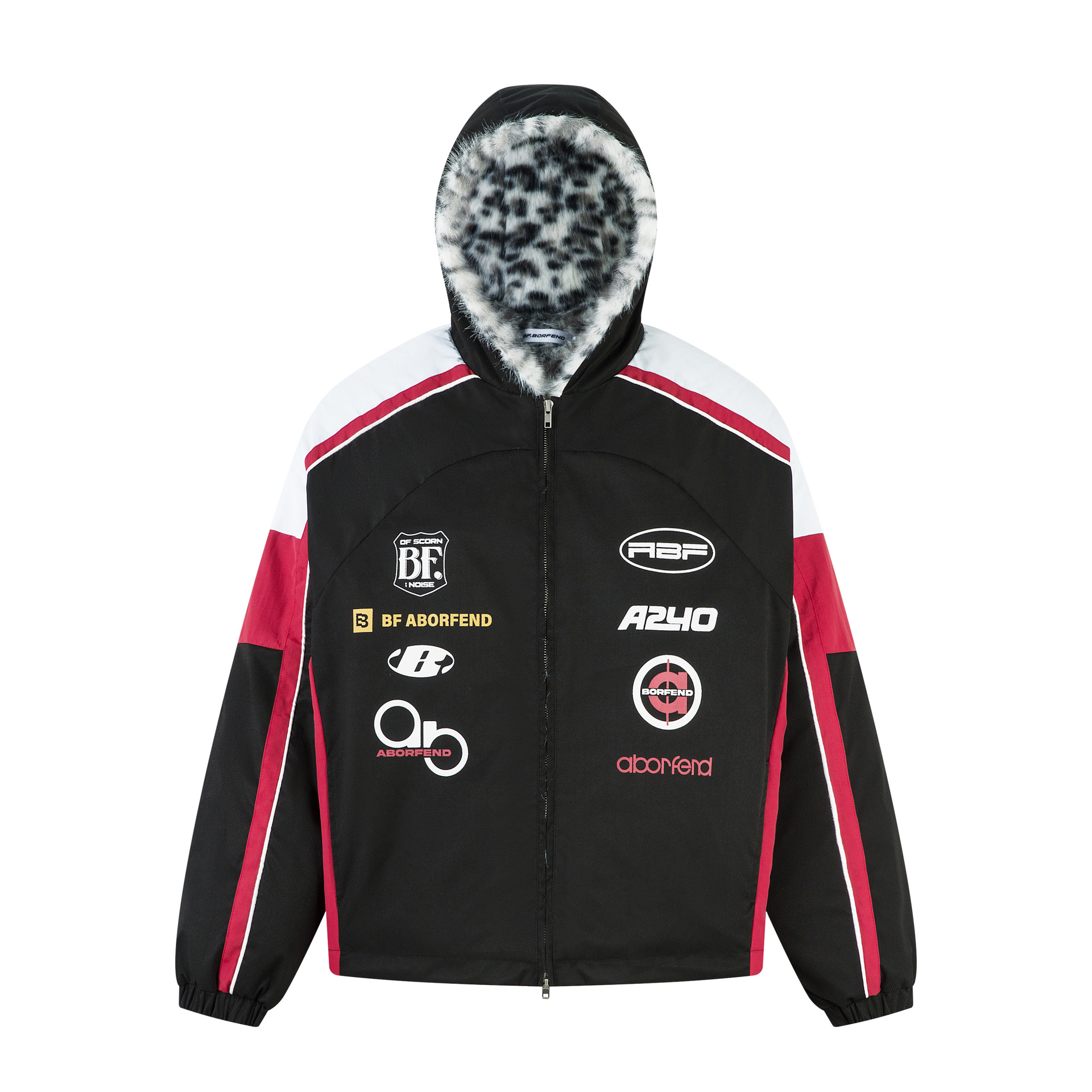 Bf.Borfend/Baifeng American Retro Leopard Print Fur Collar Hooded Jacket Jacket for Men and Women Autumn and Winter Motorcycle Cotton Jacket