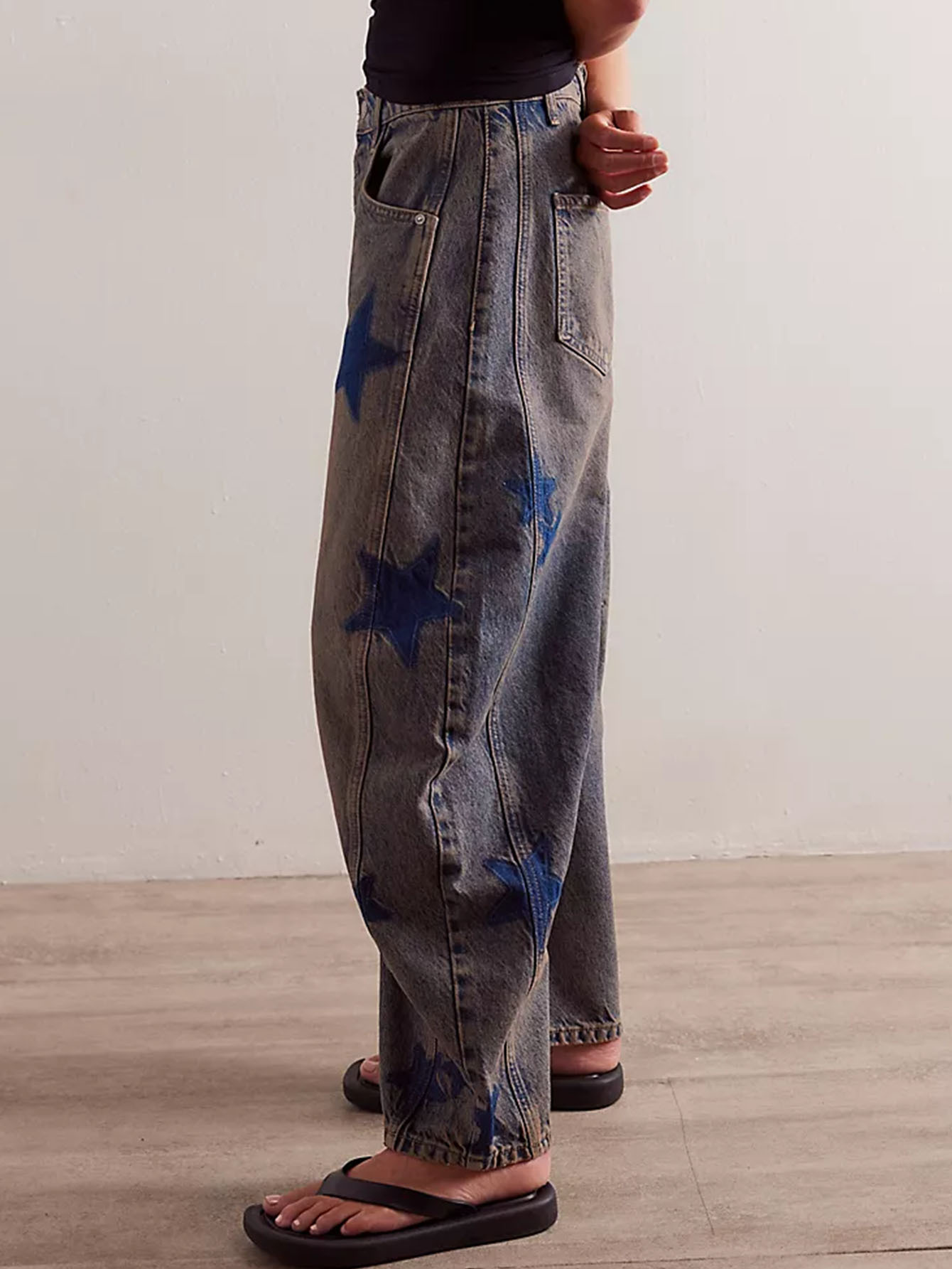 Vintage Low-Rise Flare Jeans For Women – Distressed Washed Denim With Embroidery (S-L, 90s Retro Street Style)_mkmklike.com