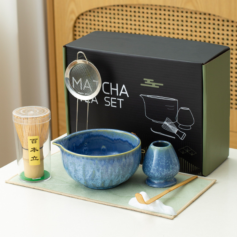 新款跨境日式陶瓷抹茶碗茶具套装茶刷宋代打抹茶工具竹茶筅百本立|undefined