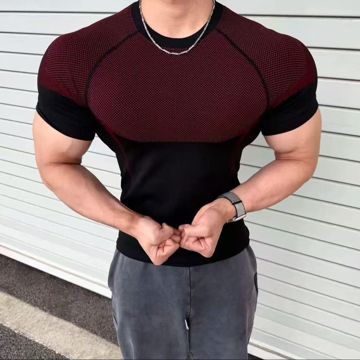 Men's Fitness T-Shirt Spring Summer Seamless Venom Fashion Quick Drying Breathable Oversized Short Sleeve American Style_voghion.com
