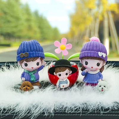 Car Supplies, New Couple: Car ornaments - scarf-couple-heart-round-hat-red-sun-flower-big-feather