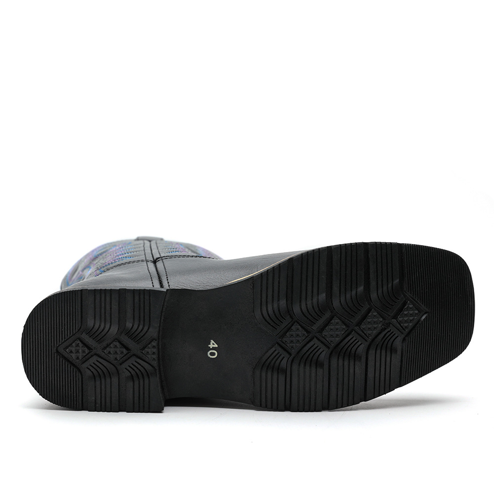 Cizme de cowboy western înalte, brodate, vintage, cu cap lat, pentru bărbați_voghion.com