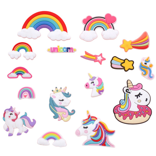 New Rainbow Unicorn Cute Cartoon Hole Shoes Shoe Flower Shoe Clip Accessory DIY Shoe Accessories