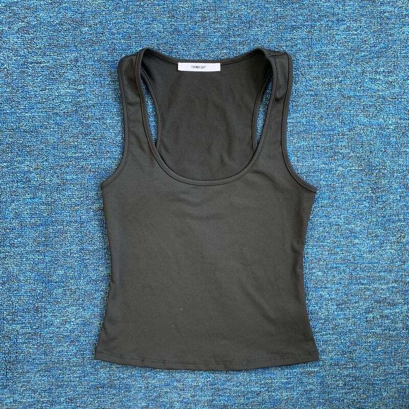 Tank air wide-shoulder strap racerback top with low neckline design, unique sleeveless sports vest for women Tank air wide-shoulder strap racerback top with low neckline design, unique sleeveless sports vest for women