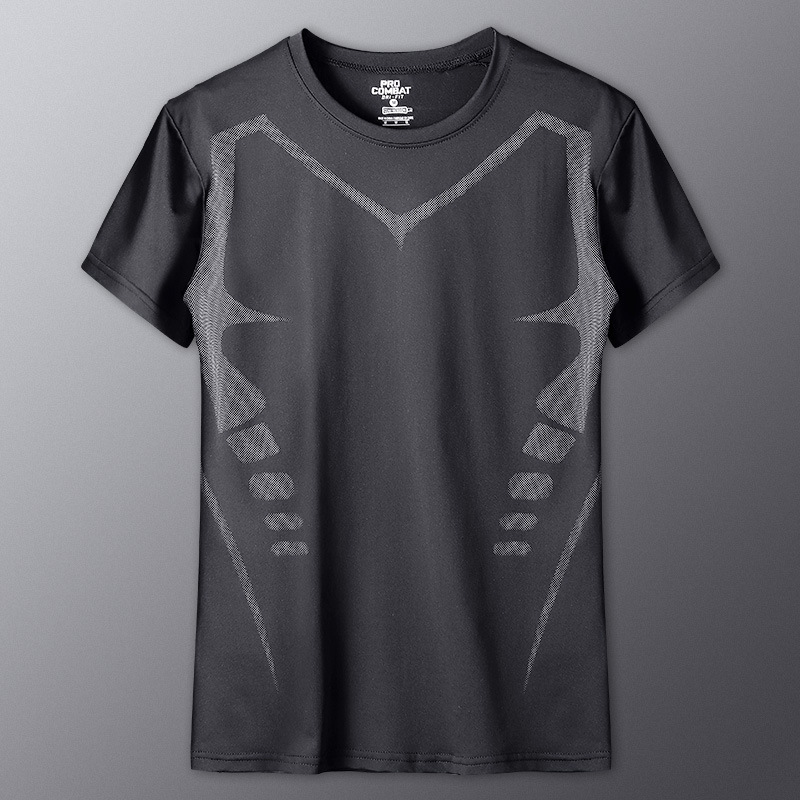 Camiseta deportiva para hombres de verano delgada secado rápido mangas cortas ropa de fitness suelta entrenamiento hielo chaqueta de carrera chaqueta de baloncesto