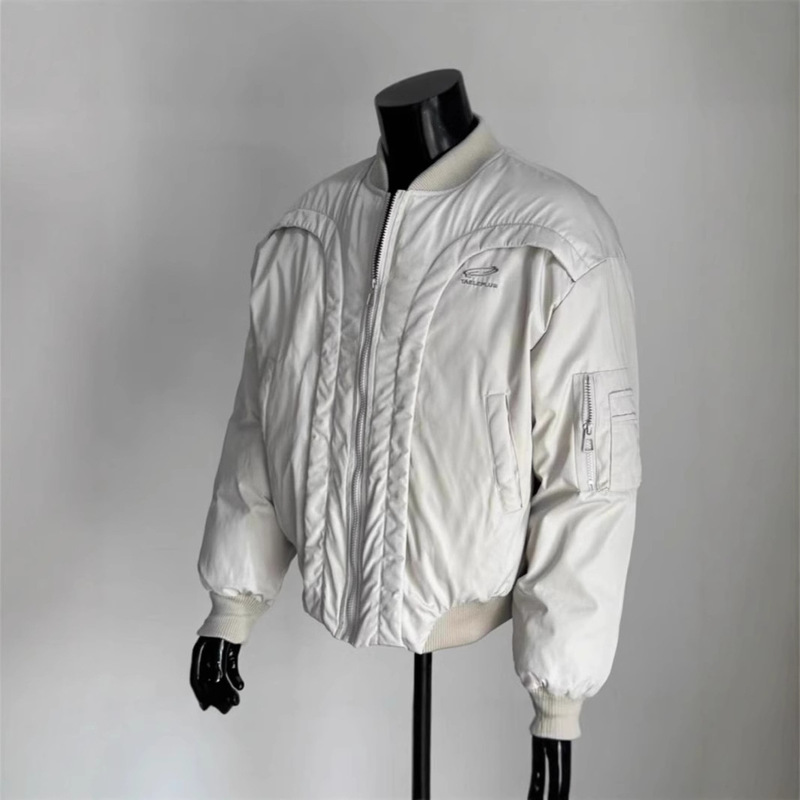 Winter Deconstruction Arc Design Sense Niche Pilot Cotton Jacket Motorcycle Jacket Men's Thickened Warm Baseball Jacket Cotton Jacket