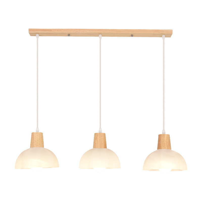 Lámpara del restaurante moderna y simple estilo japonés de madera tranquila alojamiento de la cama de la lámpara del comedor lámpara de bar de vidrio L271