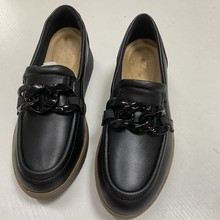 外贸原单大牌牛皮真皮四季乐福鞋平底单鞋一脚蹬女鞋通勤皮鞋尾单