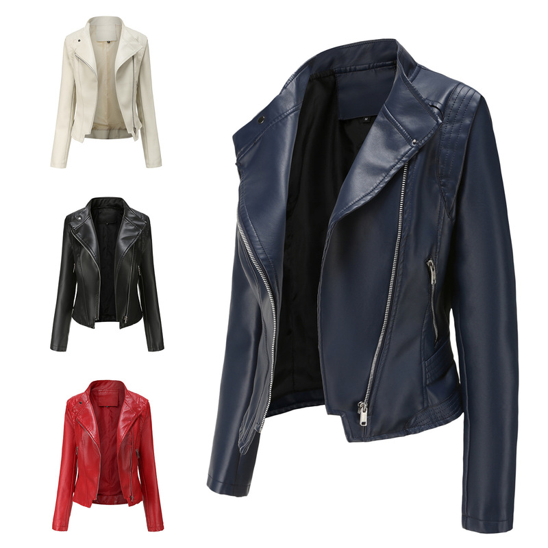 2024 New Pu Lapel Women's Slim Leather Jacket Women's Spring and Autumn Thin Long Sleeve Jacket Short Women's Jacket 2024 New Pu Lapel Women's Slim Leather Jacket Women's Spring and Autumn Thin Long Sleeve Jacket Short Women's Jacket