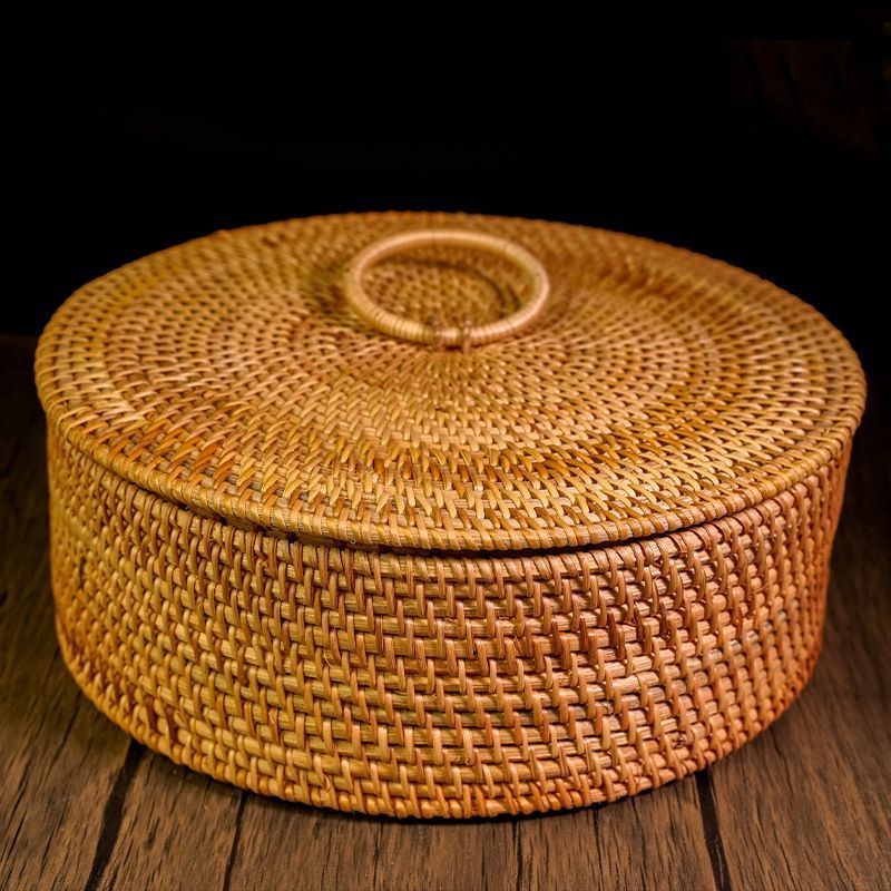 Caja de caña vietnamita, caja de bocadillos, canasta de almacenamiento, caja de acabado de escritorio, pan al vapor de frutas, canasta de almacenamiento, estilo retro