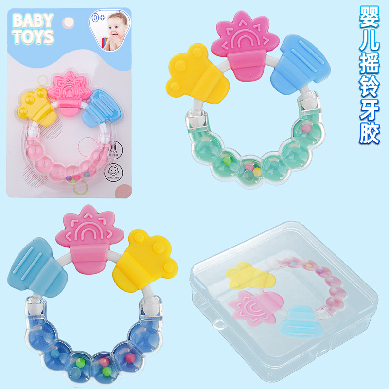 Cross-border hot selling baby teething sticks, silicone teethers for infants and young children, molar teeth fixing devices, rattle teethers
