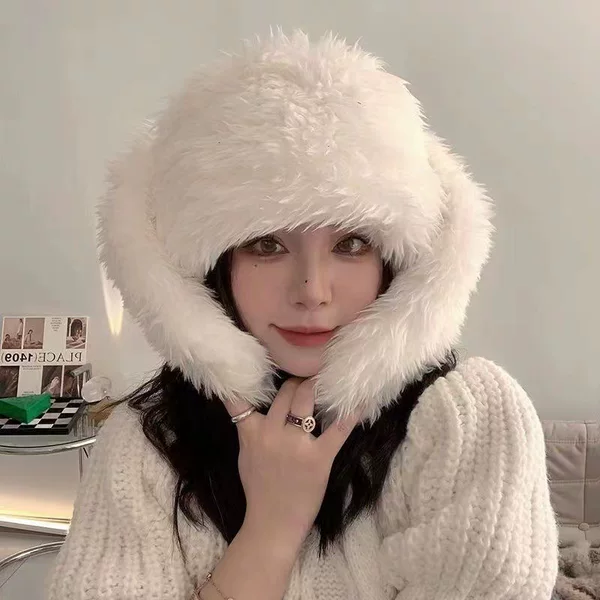 Sweet and Cute Rabbit Ear Fluffy Cap Children's Winter Thickened Warm Cold-proof Net Celebratory Distinctive Ear Protecting Cap Tide