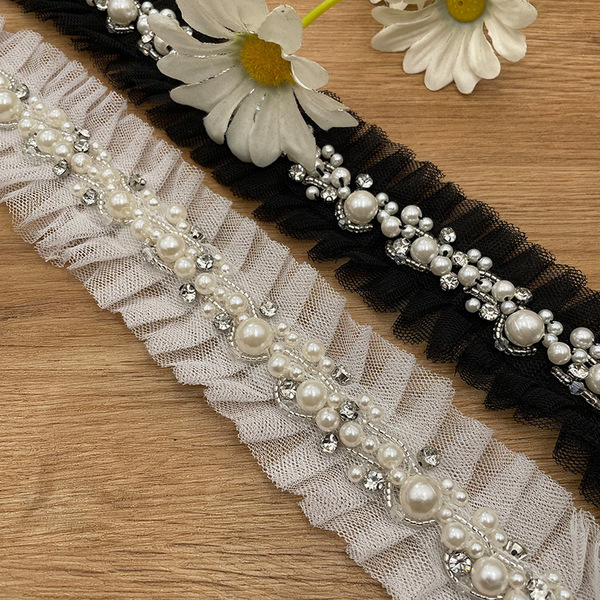Pearl pressure folding side handmade beaded rhinestone pearl pearl…