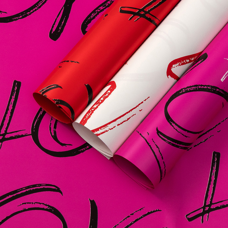 情人节花纸新款防水花束鲜花包装纸印花欧雅纸花艺包装纸礼品批发