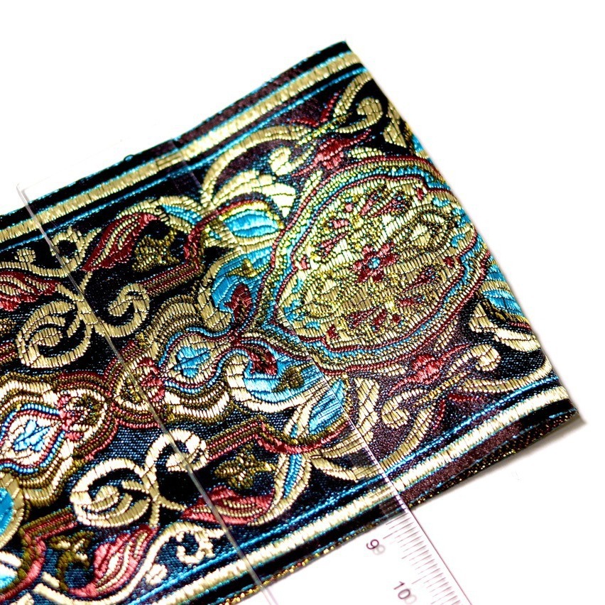 9cm de ancho de alta calidad de hilo de oro cinta étnica ropa collar borde de la manga borde cortina corredor de mesa sofá cojín cinta decorativa