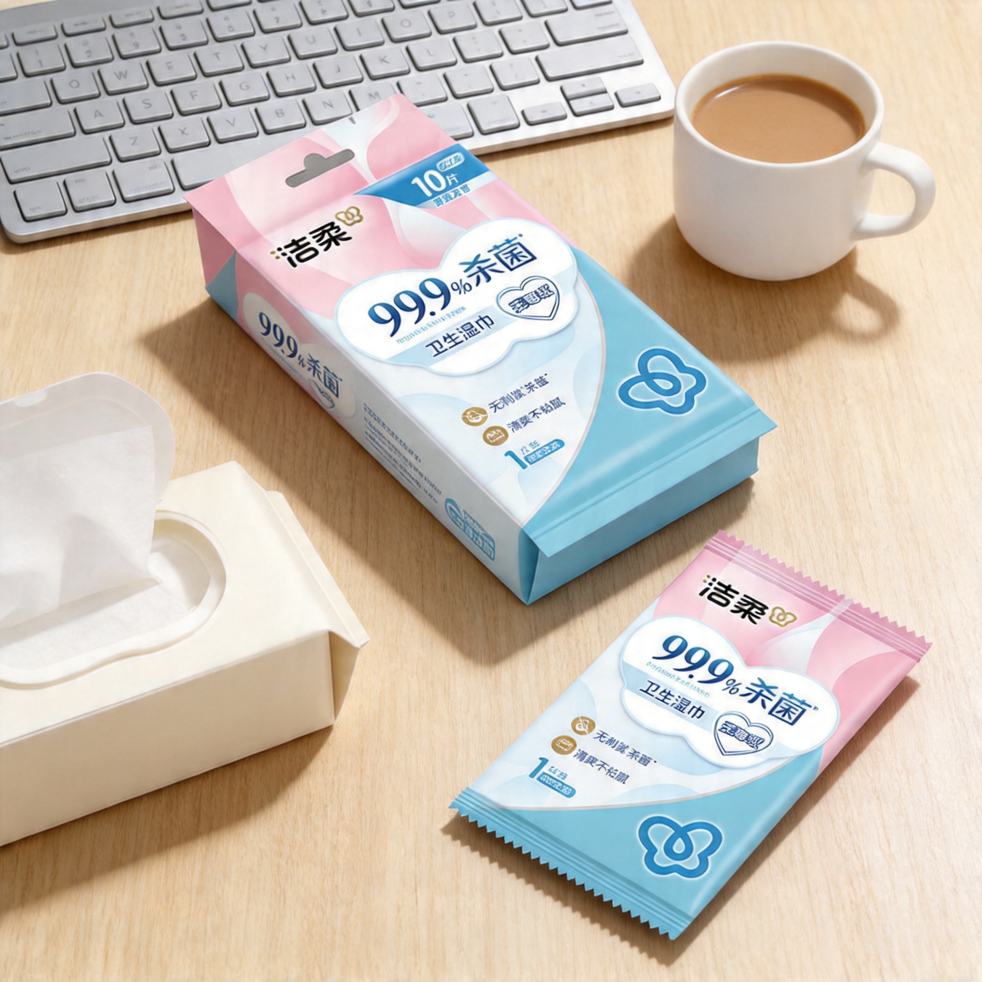 洁柔 (Wholesale), pack, handheld wet wipes, small bag, 10 pieces