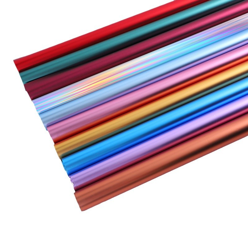 Nuevo fabricante de fiestas de flores de color metálico flor florista paquete de flores papel de embalaje de regalos de alta calidad