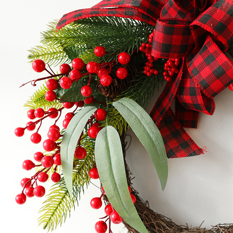 Decoración de Navidad fruta roja Garland anillo de ratán colgante guirnalda Puerta de mimbre colgando decoraciones de Navidad vestir escena diseño