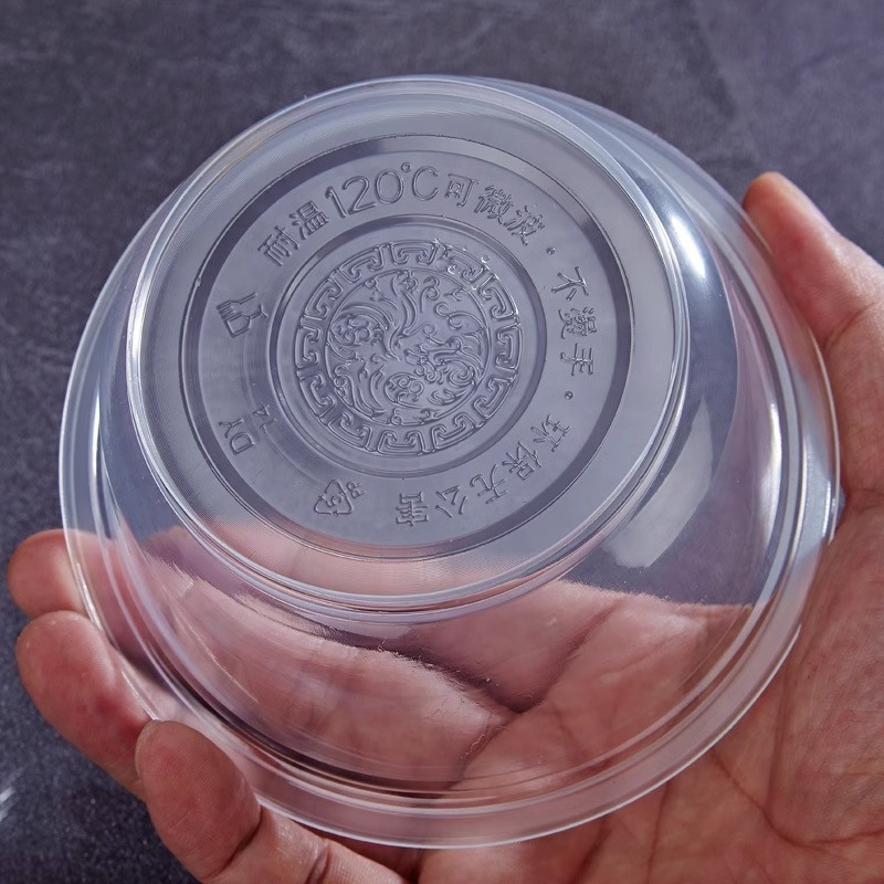 使い捨てボウル、厚手のプラスチックボウル、家庭用宴会ファーストフードスープボウル、テイクアウト商業用環境に優しい丸い透明ランチボックス|undefined