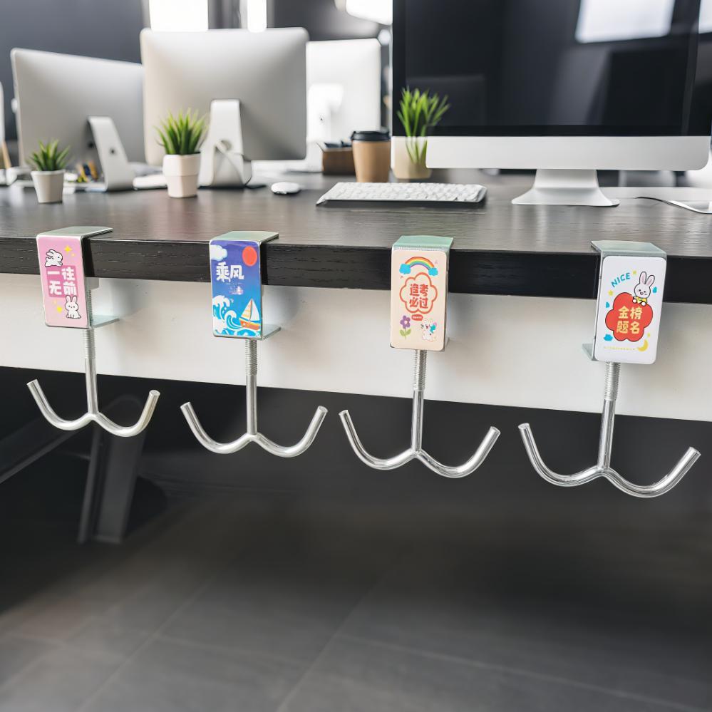 Escritorio para estudiantes, gancho para mochila escolar, escritorio portátil, sin perforaciones, sin tachuelas, gancho para mochila de dibujos animados de escritorio móvil