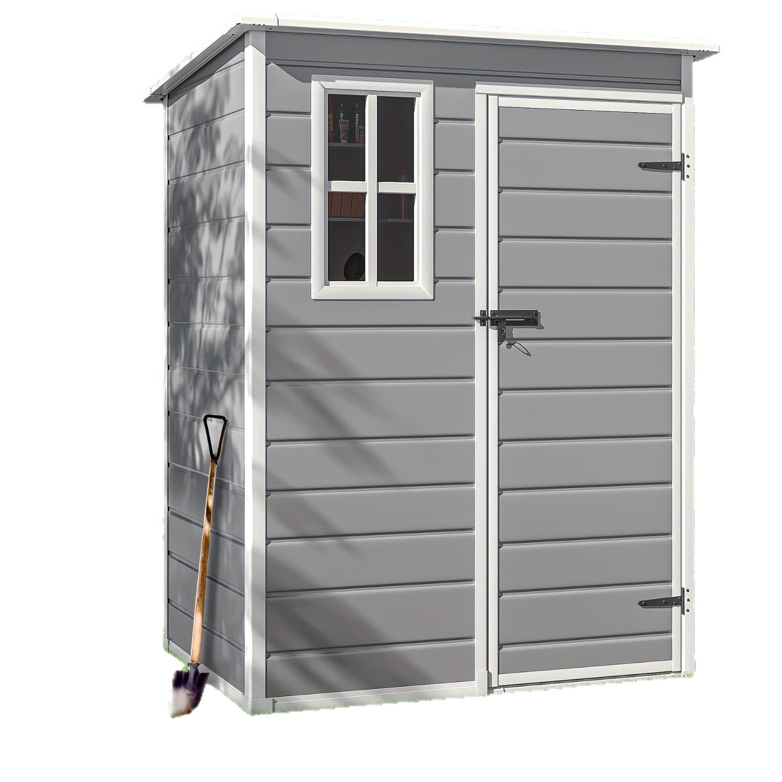 Jardín transfronterizo al aire libre patio simple sala de herramientas de plástico impermeable y solar sala de almacenamiento de almacenamiento móvil de montaje