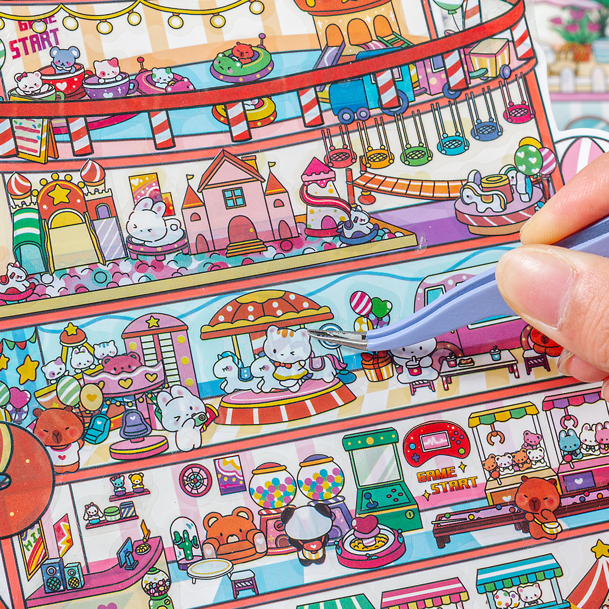 My Mini Town Big 3D 3D Stereo Sticker Pegatinas de libro de manos de bricolaje Pegatinas de escena interior de rompecabezas para niños