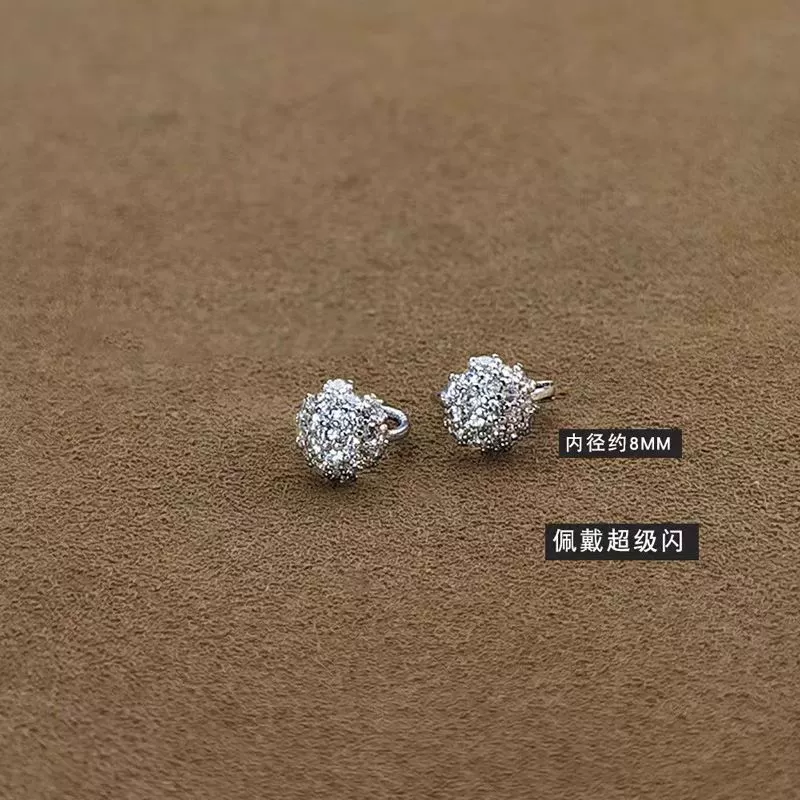 Universal earrings, silver 925 sample, diamond encrusted, high-quality style