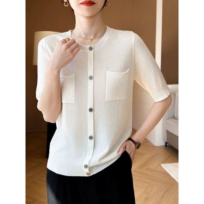 24 года весна и лето новый камвольный шерстяной трикотажный кардиган