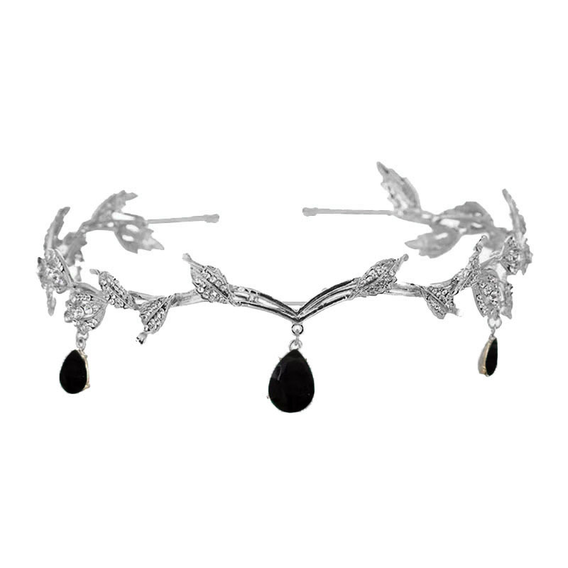 Corona barroca para mujer, dije de ceja nupcial de aleación con forma de gota de agua y hoja, diadema de princesa, accesorios para el cabello retro con diamantes de imitación