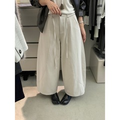【MISS密思家】休闲简约百搭工装休闲裤女装(配腰绳)W6901